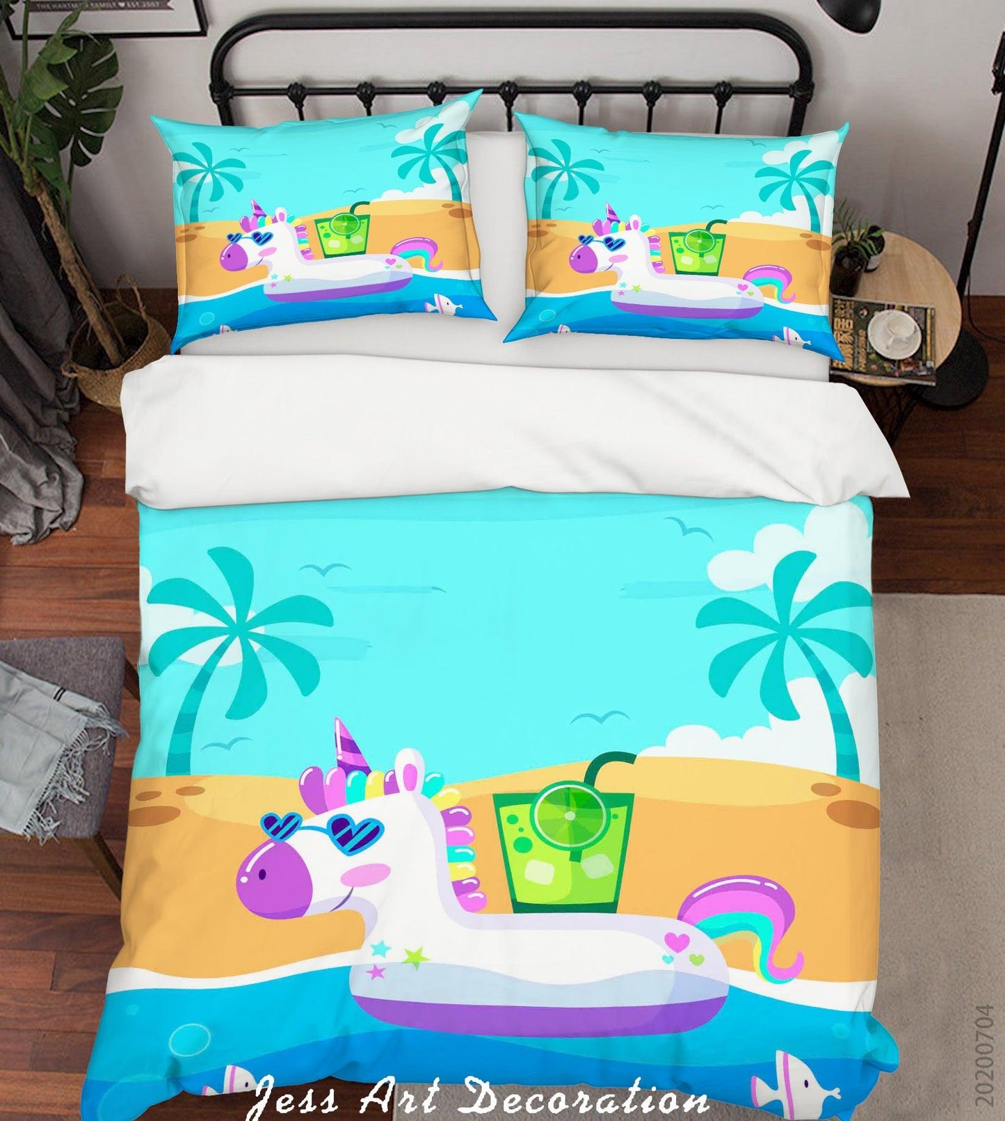 3D Beach Lifebuoy Unicorn Quilt Cover Set Bedding Set Duvet Cover Pillowcases SF174