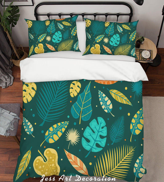 3D Cartoon Green Leaf Quilt Cover Set Bedding Set Pillowcases 97
