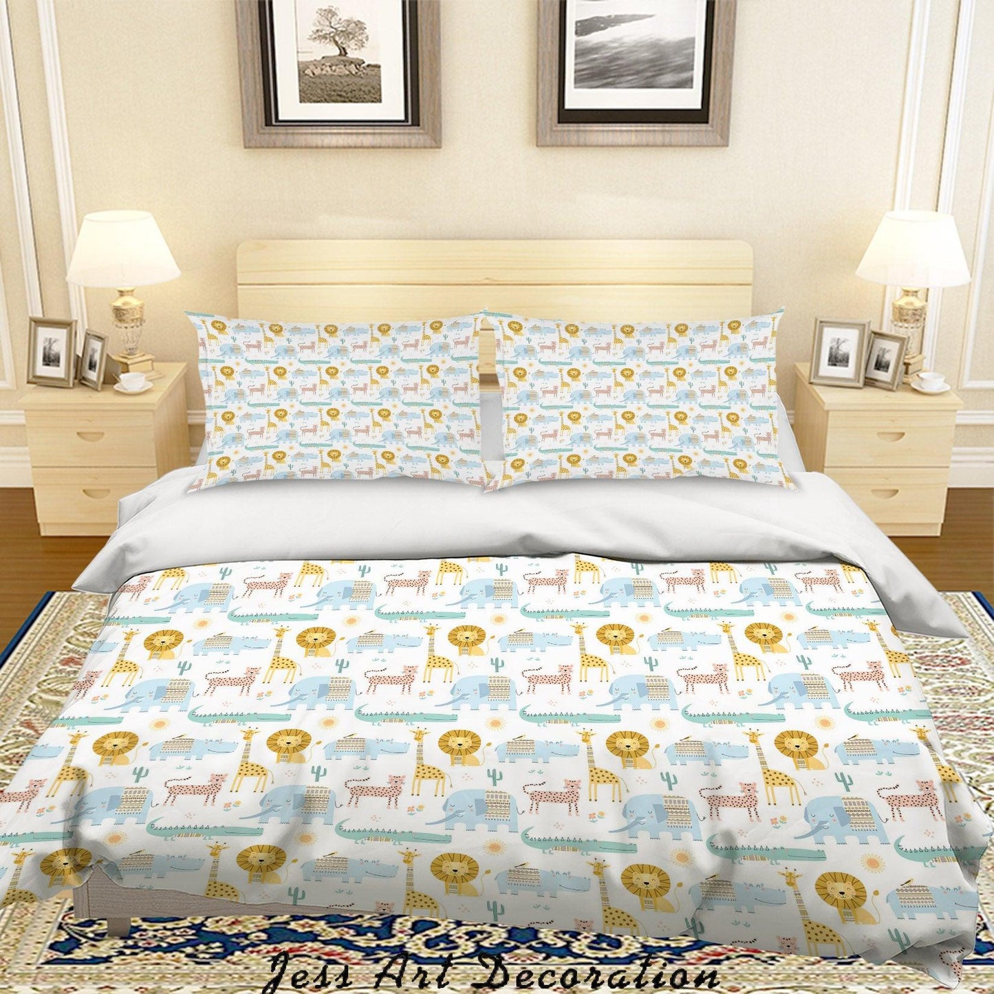 3D Animal Lion Giraffe Crocodile Quilt Cover Set Bedding Set Duvet Cover Pillowcases A044 LQH
