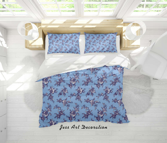 3D Blue Floral Quilt Cover Set Bedding Set Duvet Cover Pillowcases SF132