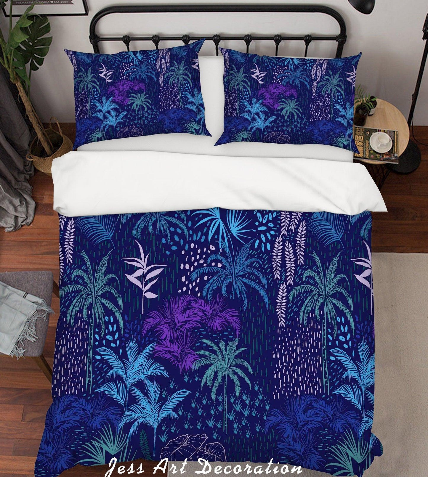 3D Blue Coconut Tree Quilt Cover Set Bedding Set Pillowcases 132