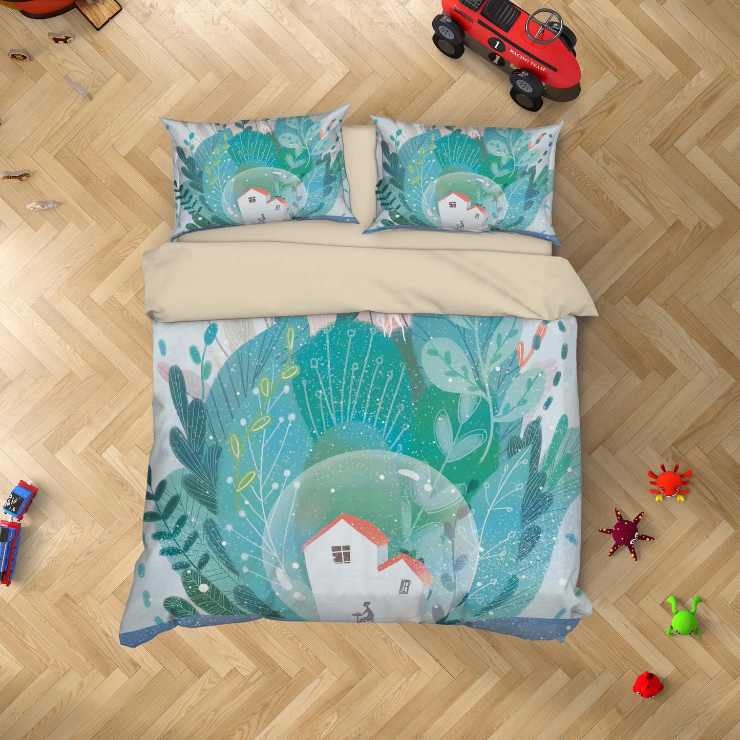 3D Blue Tree House Painting Quilt Cover Set Bedding Set Duvet Cover Pillowcases A511 LQH