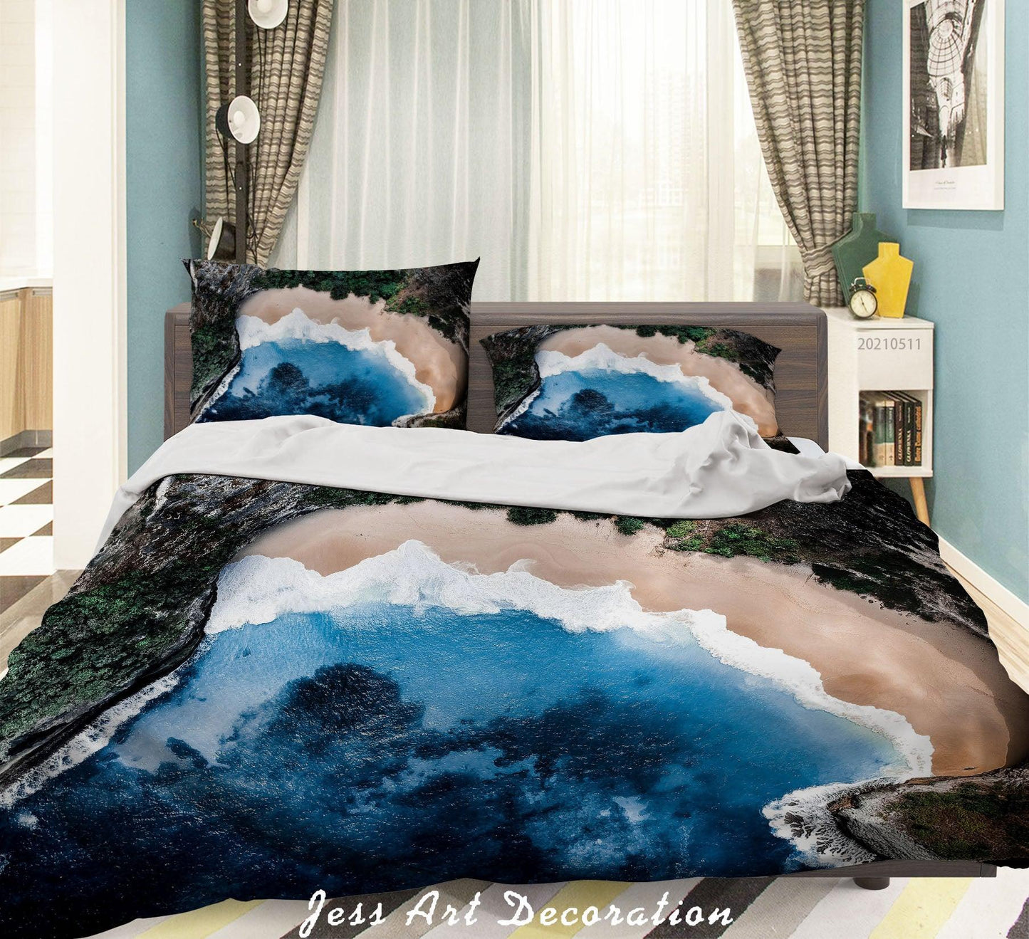 3D Blue Beach Landscape Quilt Cover Set Bedding Set Duvet Cover Pillowcases 560