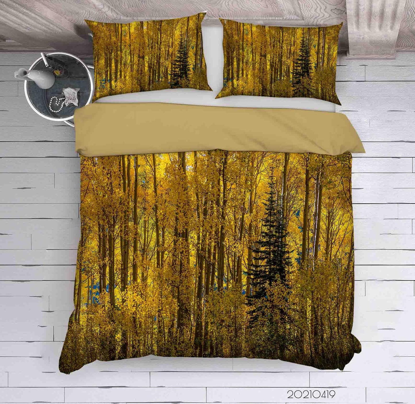 3D Autumn Forest Lake Landscape Quilt Cover Set Bedding Set Duvet Cover Pillowcases 227