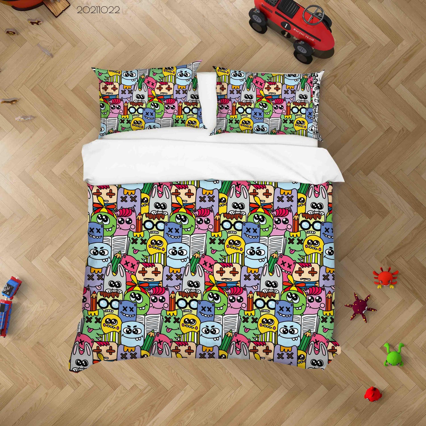3D Abstract Color Monster Graffiti Quilt Cover Set Bedding Set Duvet Cover Pillowcases 10