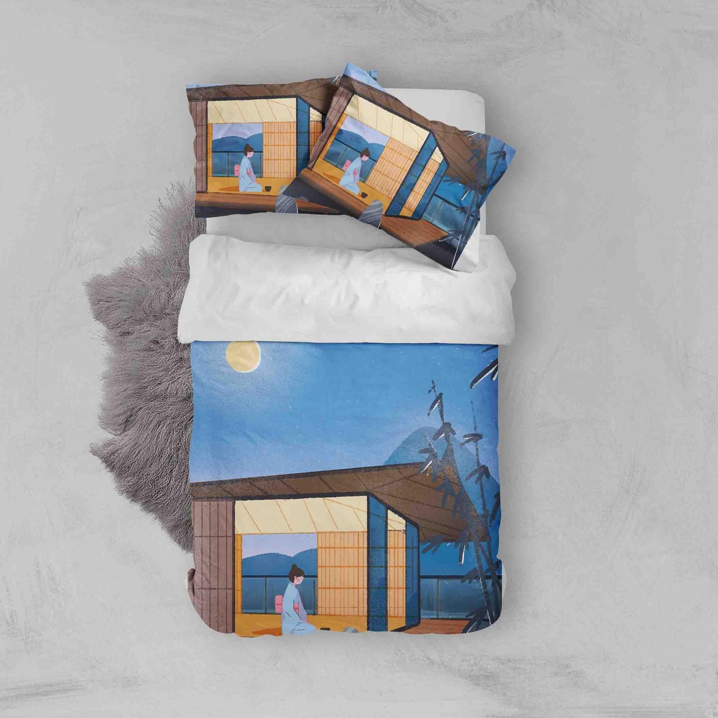 3D Abstract Japanese Beauty Quilt Cover Set Bedding Set Pillowcases 03