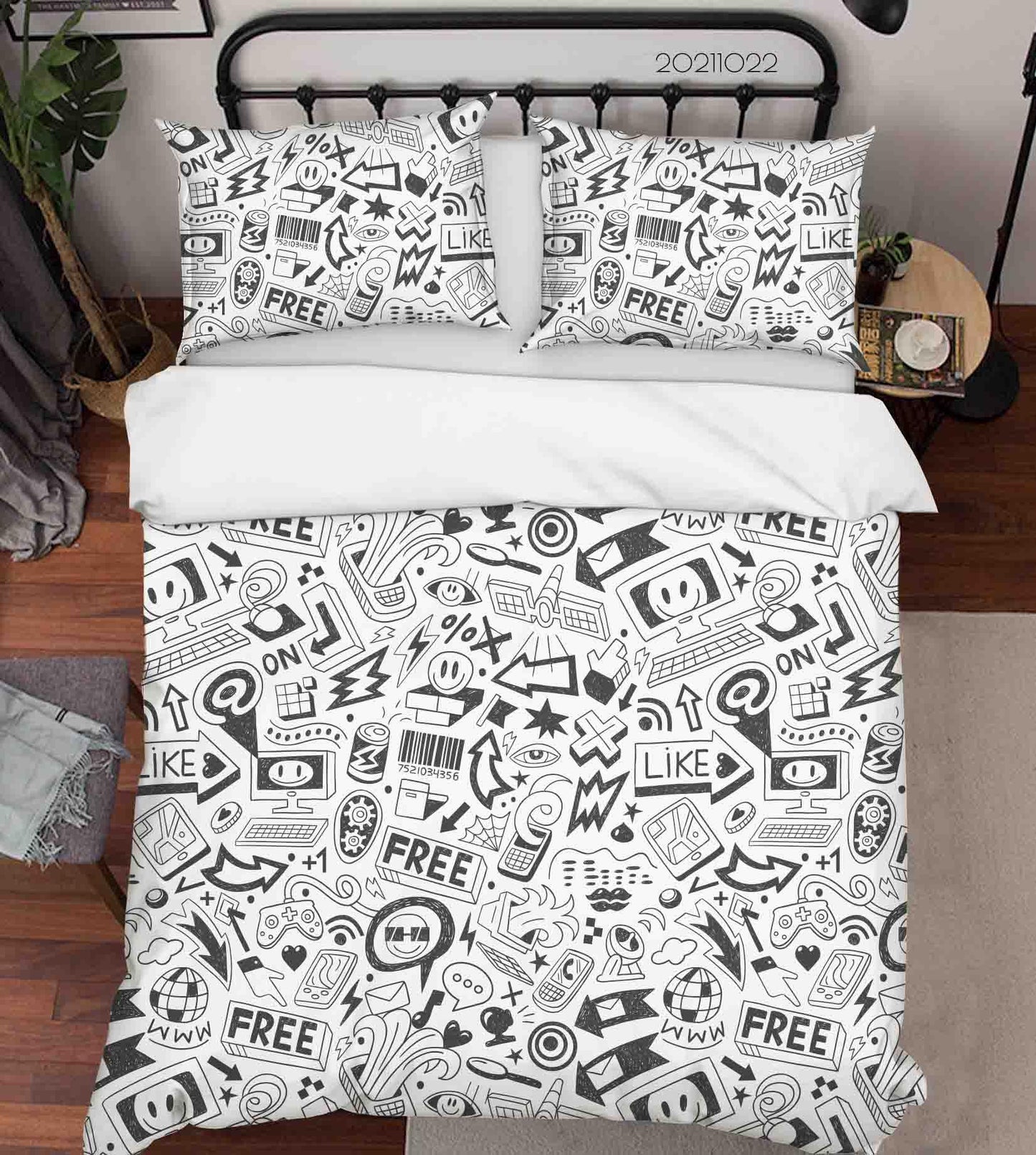 3D Cartoon Illustration Doodle Quilt Cover Set Bedding Set Duvet Cover Pillowcases 74