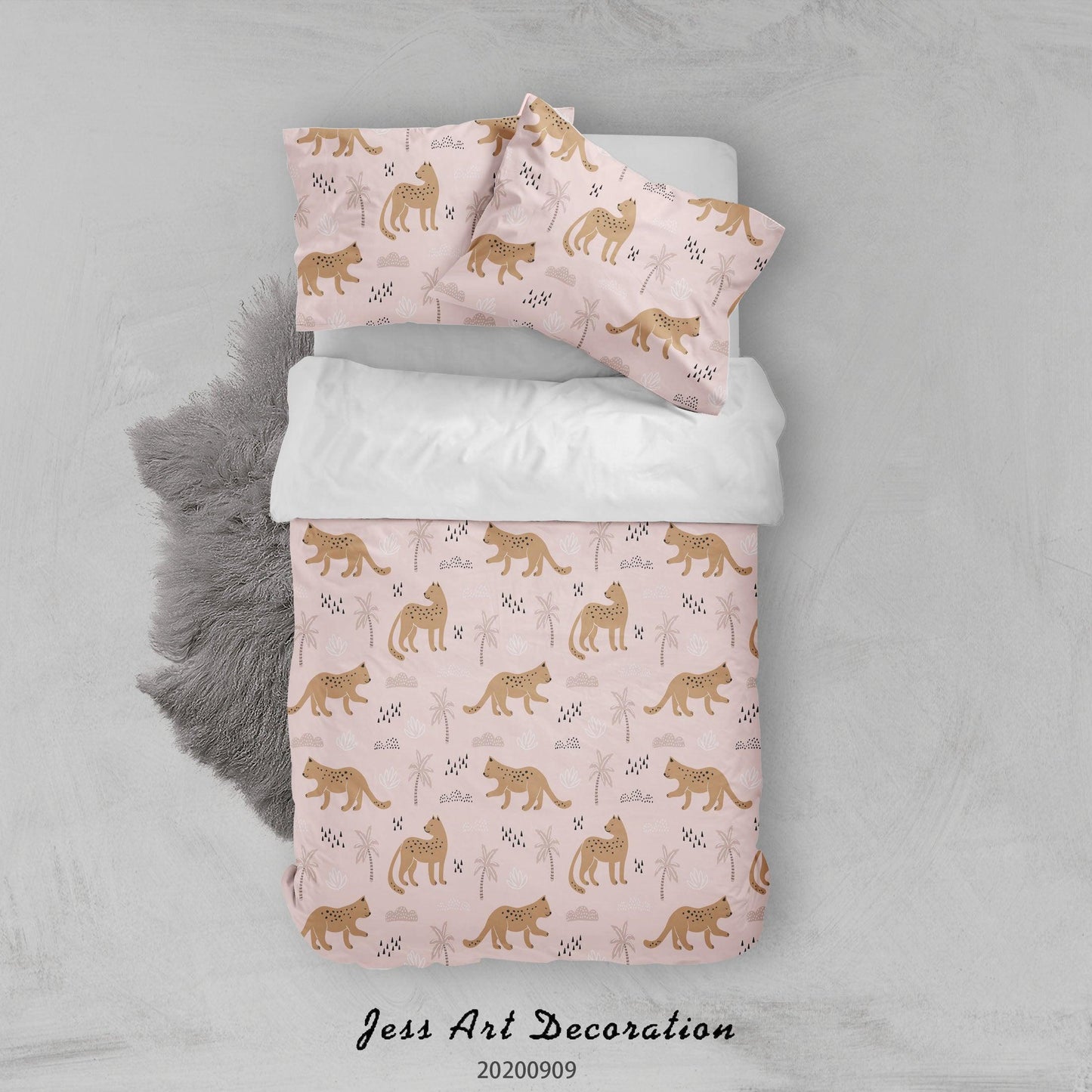 3D Cartoon Leopards Pattern Quilt Cover Set Bedding Set Duvet Cover Pillowcases WJ 6084