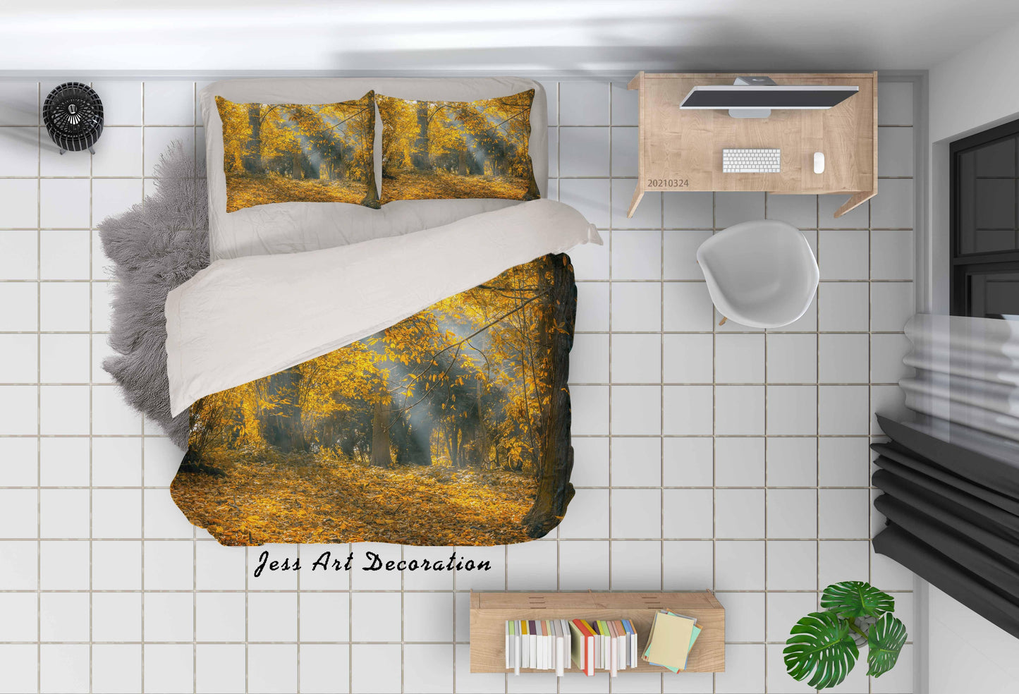 3D Autumn Forest Sunshine Quilt Cover Set Bedding Set Duvet Cover Pillowcases 165 LQH