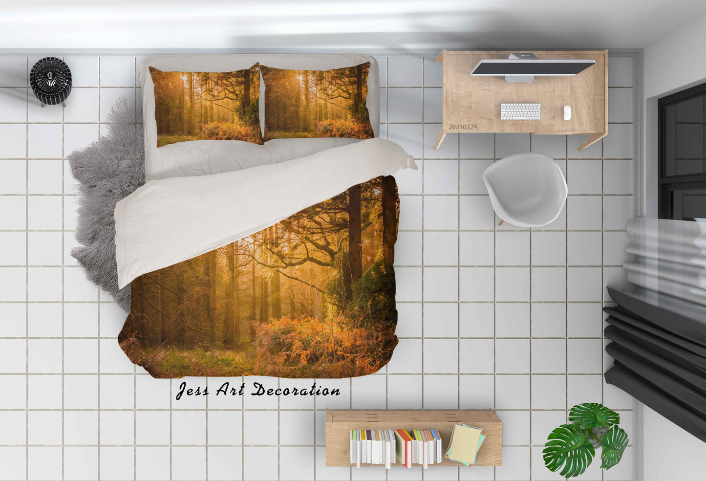 3D Autumn Forest Landscape Quilt Cover Set Bedding Set Duvet Cover Pillowcases 143 LQH