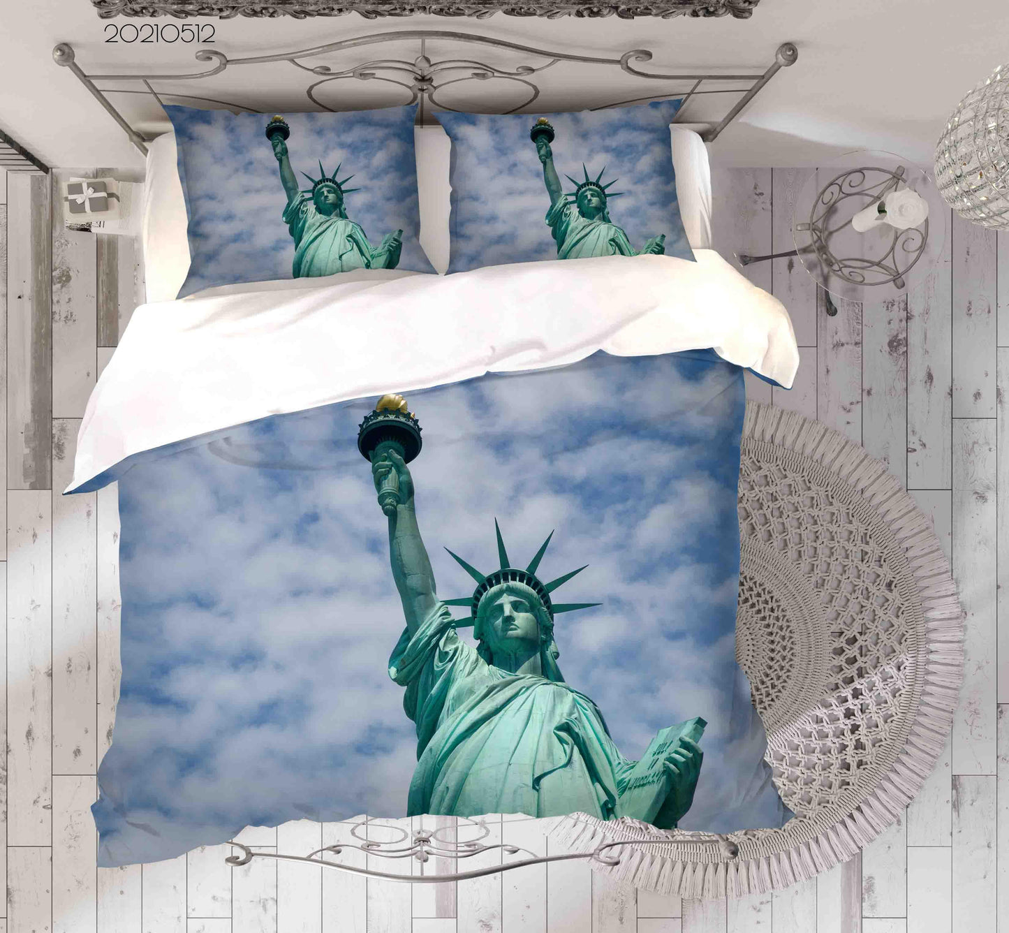 3D Blue Sky Cloud Statue of Liberty Quilt Cover Set Bedding Set Duvet Cover Pillowcases 240