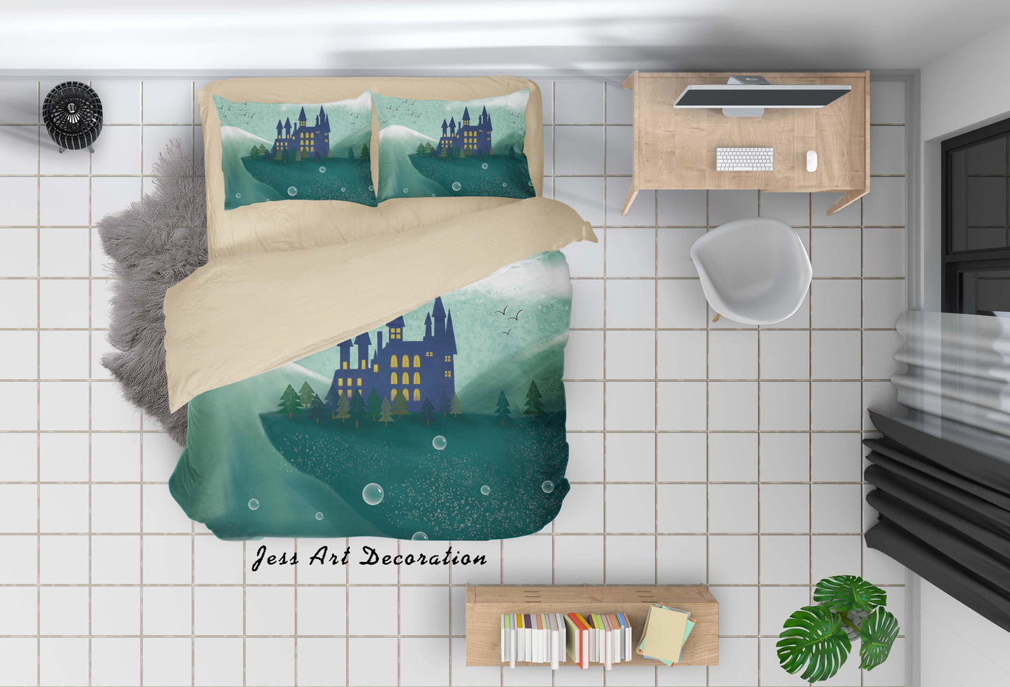 3D Cartoon Green House Mountain Quilt Cover Set Bedding Set Duvet Cover Pillowcases A615 LQH