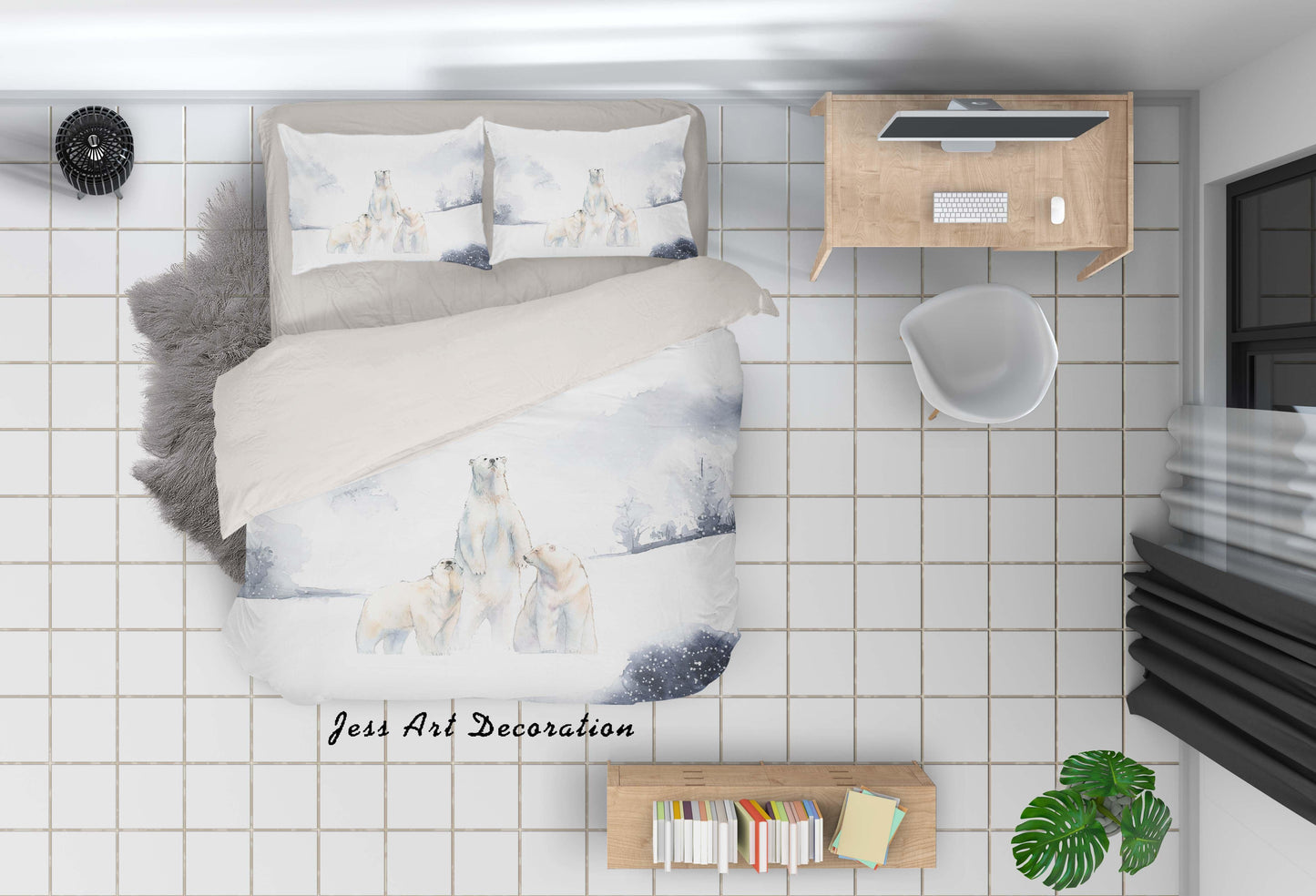 3D Bear Watercolor Quilt Cover Set Bedding Set Pillowcases 79