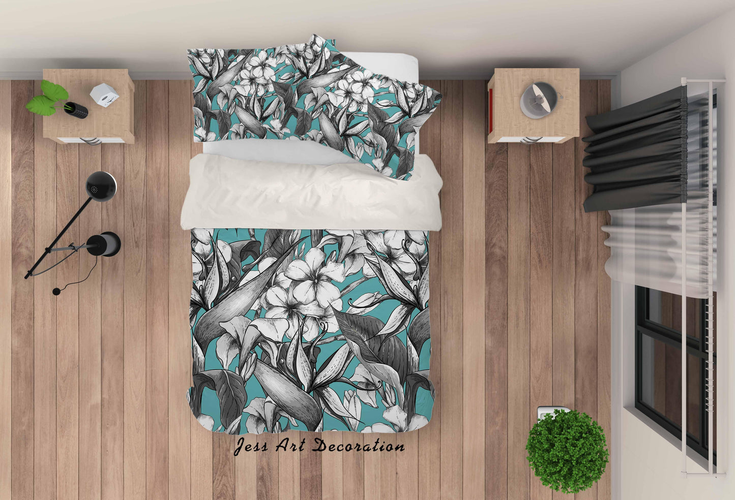 3D Black White Flowers Quilt Cover Set Bedding Set Pillowcasesn 47