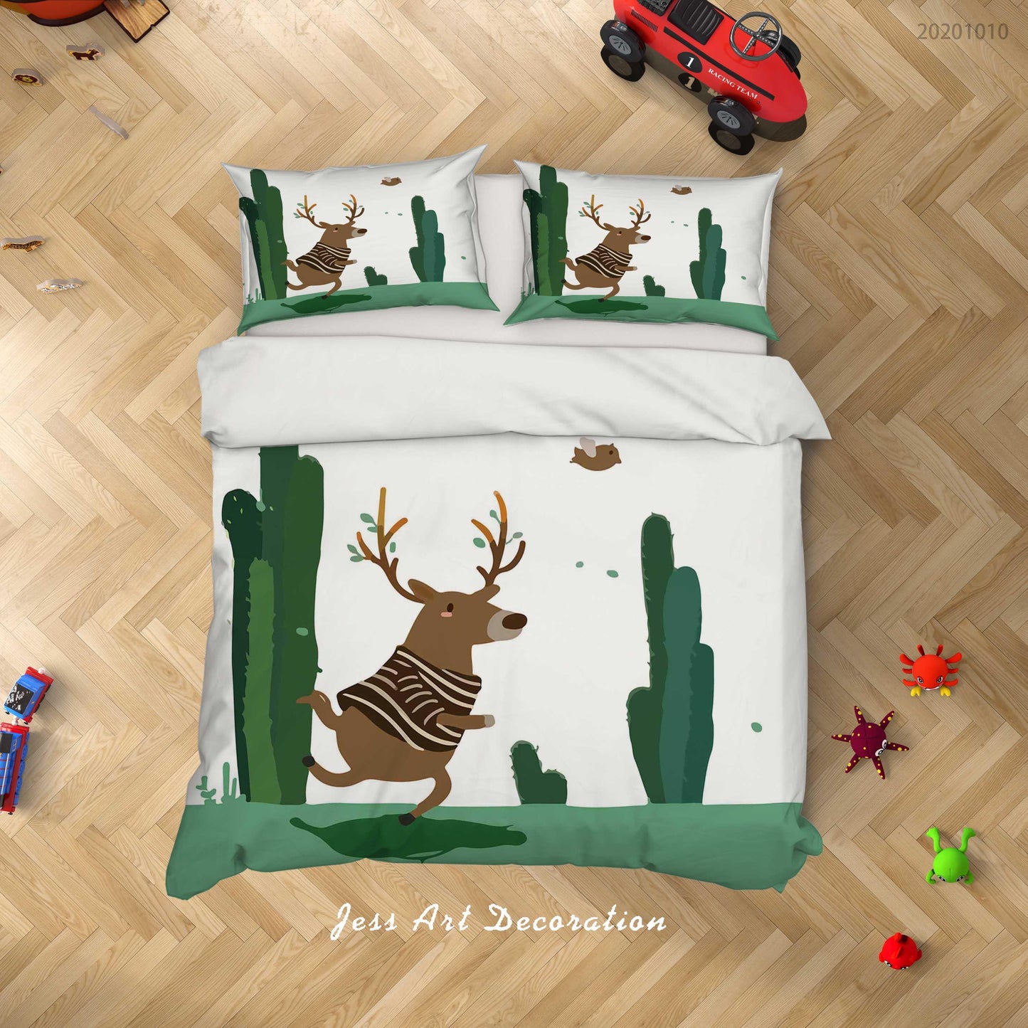 3D Cartoon Christmas Tree Reindeer Quilt Cover Set Bedding Set Duvet Cover Pillowcases WJ 9573