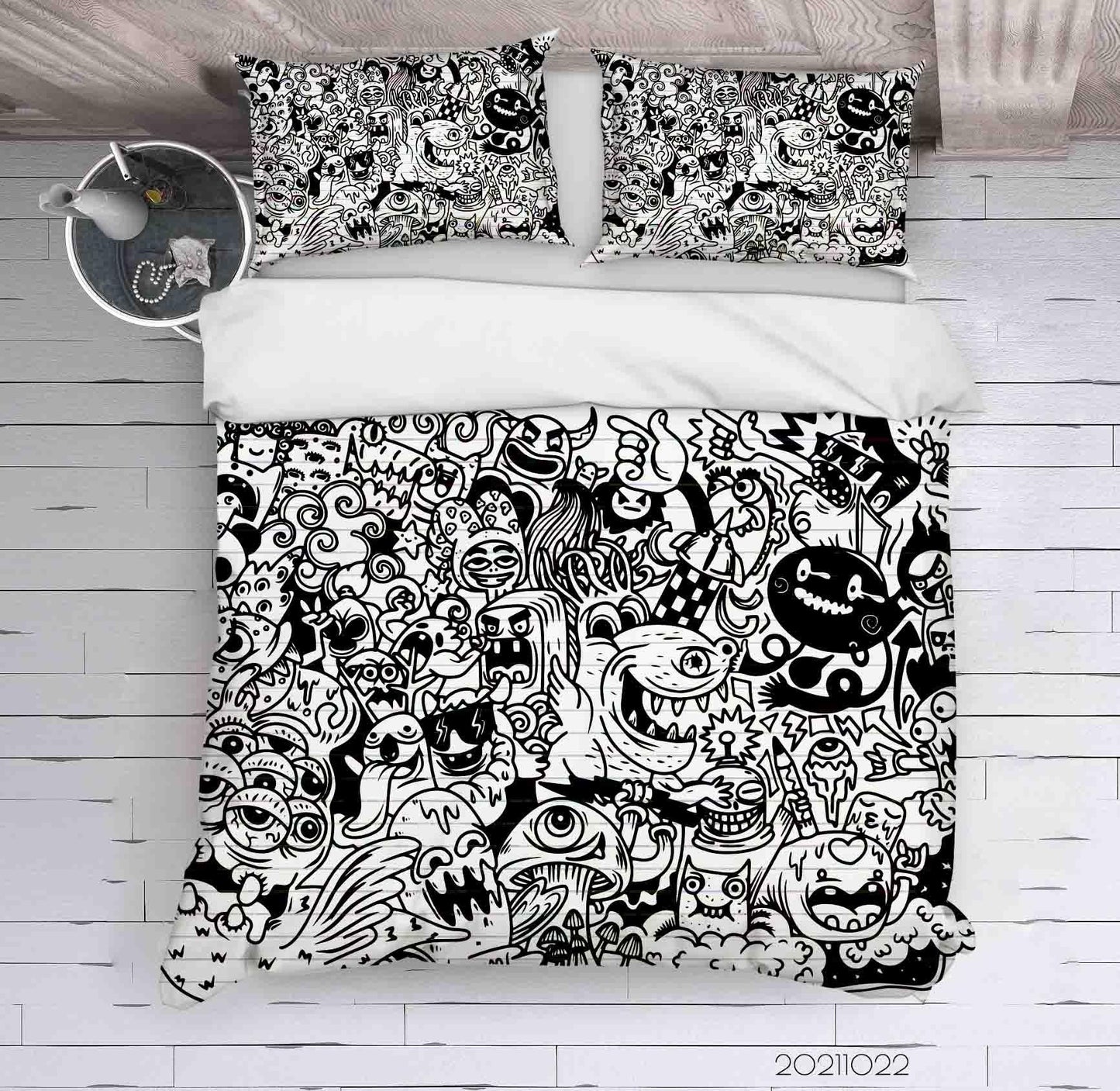3D Abstract Gray Monster Graffiti Quilt Cover Set Bedding Set Duvet Cover Pillowcases 24