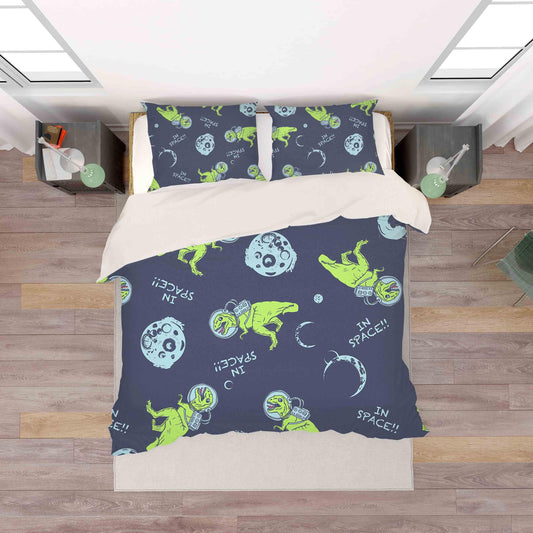 3D Cartoon Green Dinosaurs Astronaut Pattern Quilt Cover Set Bedding Set Pillowcases  71