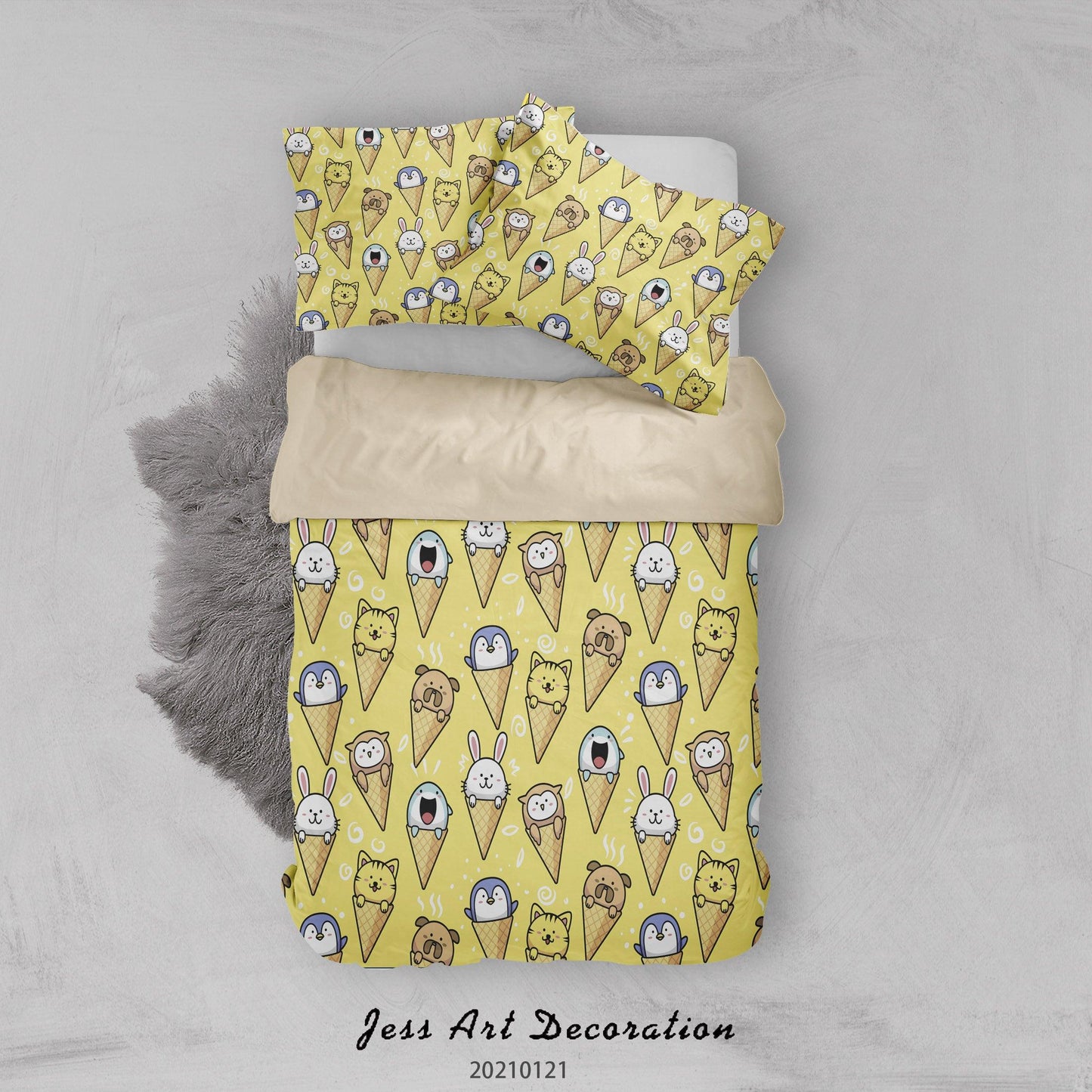 3D Cartoon Animal Ice Cream Quilt Cover Set Bedding Set Duvet Cover Pillowcases 73