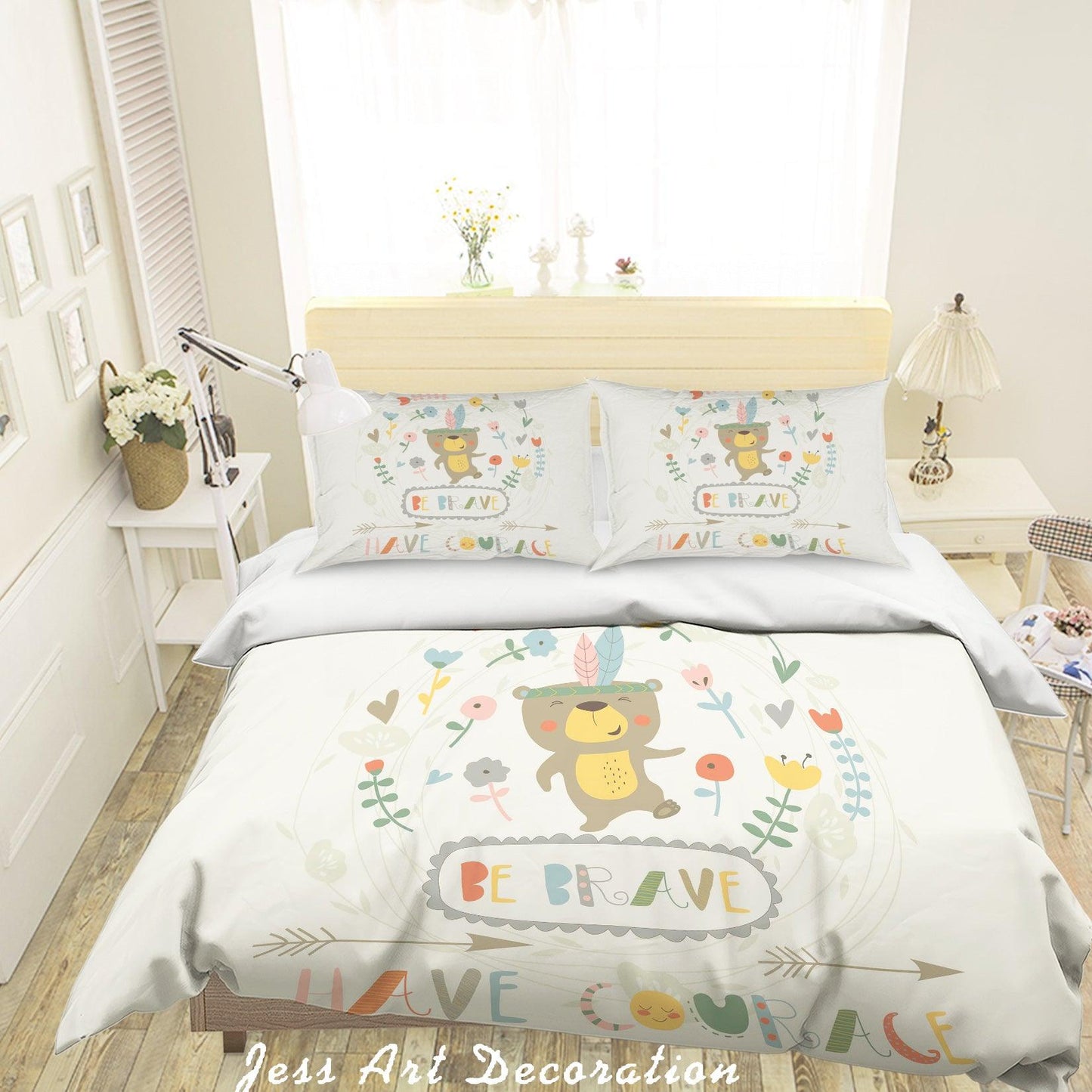 3D Cartoon Bear Flower  Quilt Cover Set Bedding Set Pillowcases 62