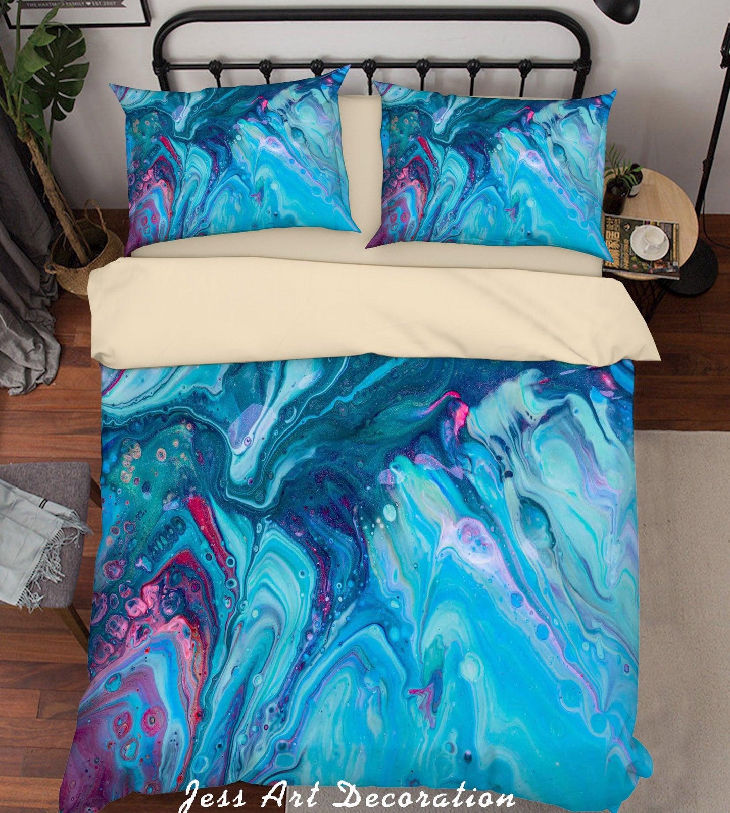 3D Abstract Blue Painting Quilt Cover Set Bedding Set Duvet Cover Pillowcases A385 LQH