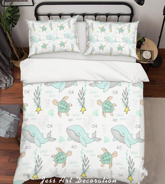 3D Cartoon Dolphin Turtle Quilt Cover Set Bedding Set Pillowcases 12