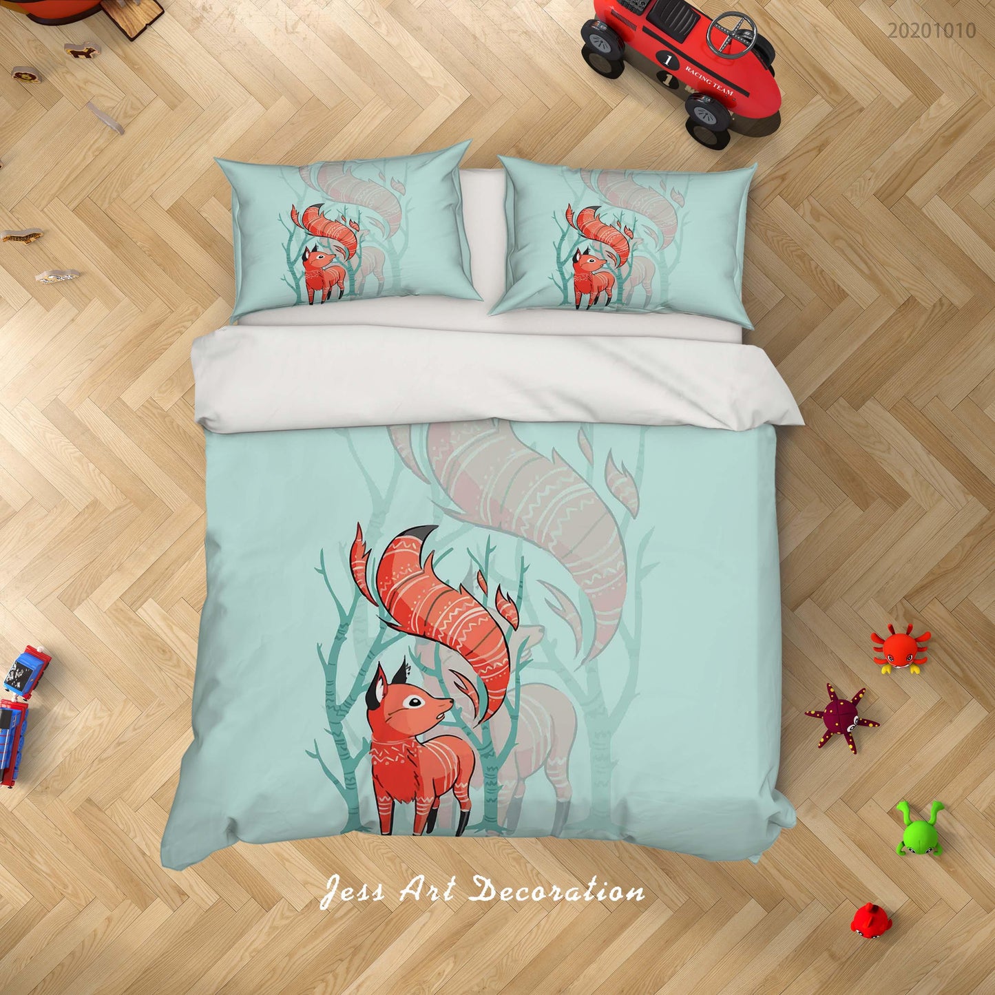 3D Cartoon Cute Fox Forest Quilt Cover Set Bedding Set Duvet Cover Pillowcases WJ 9572