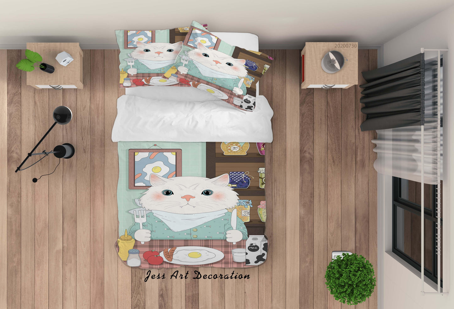 3D Cartoon Cat Quilt Cover Set Bedding Set Duvet Cover Pillowcases LXL 82