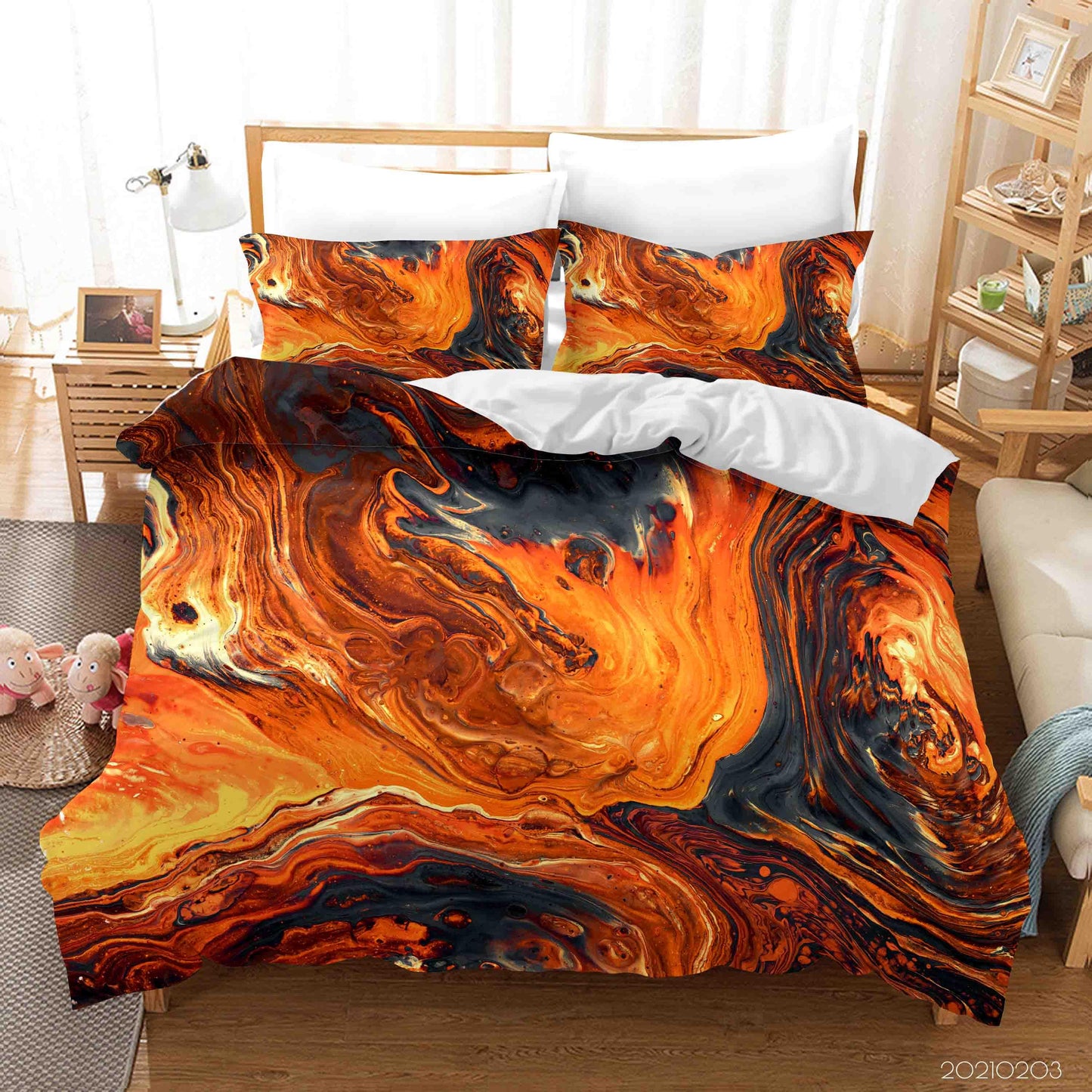 3D Abstract Orange Marble Texture Quilt Cover Set Bedding Set Duvet Cover Pillowcases 101