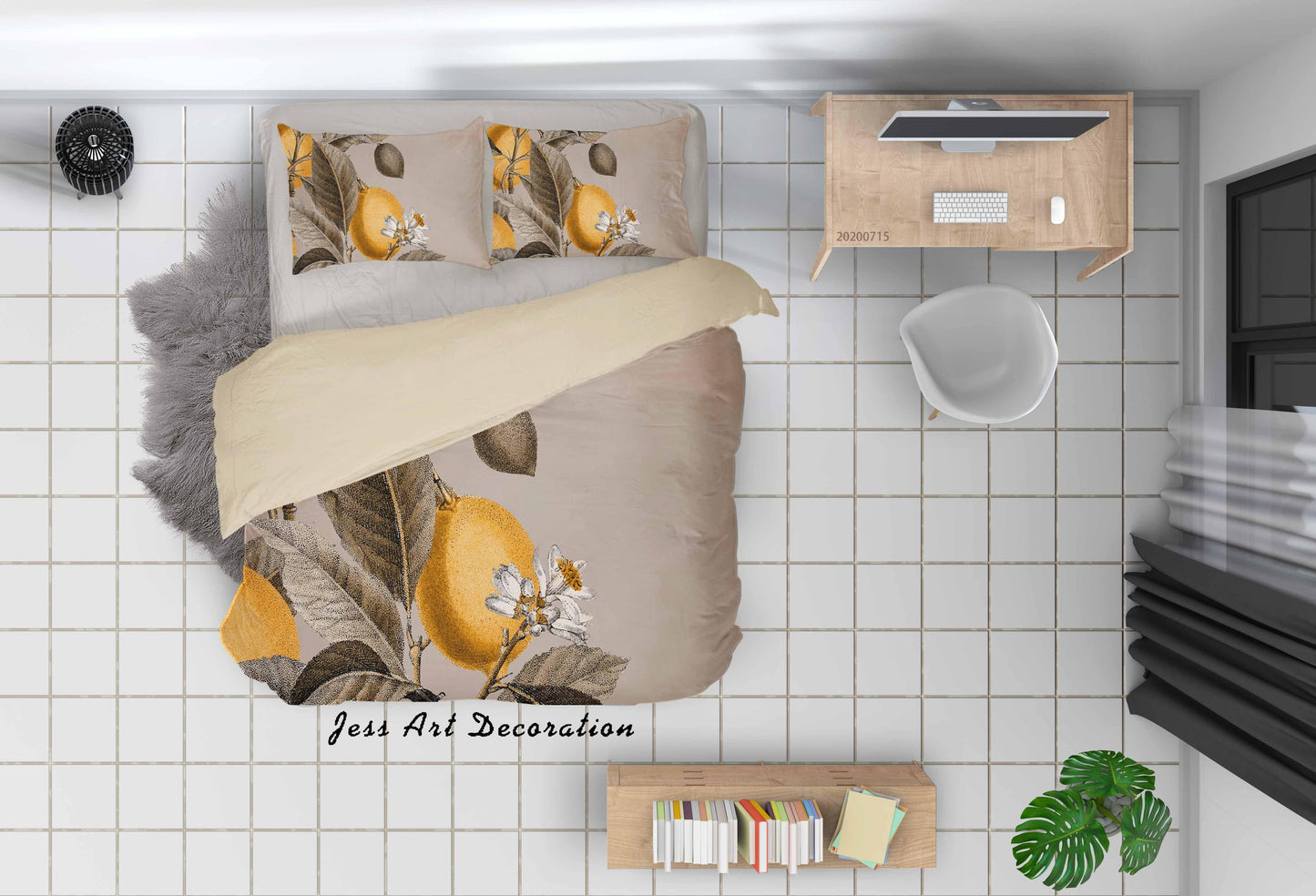 3D Blank Lemon Tree Background Pattern Quilt Cover Set Bedding Set Duvet Cover Pillowcases WJ 1503