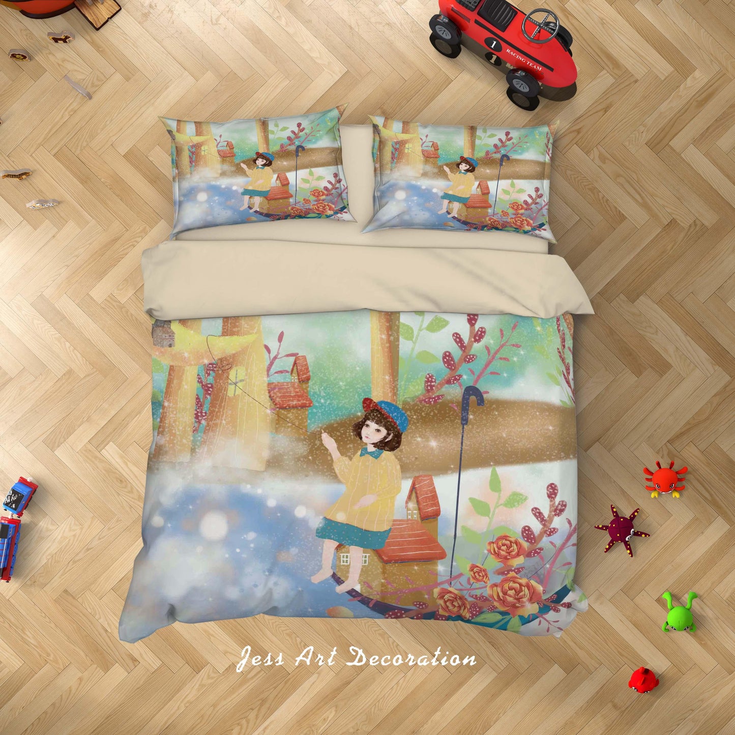 3D Cartoon Girl Flower Forest Quilt Cover Set Bedding Set Duvet Cover Pillowcases A534 LQH