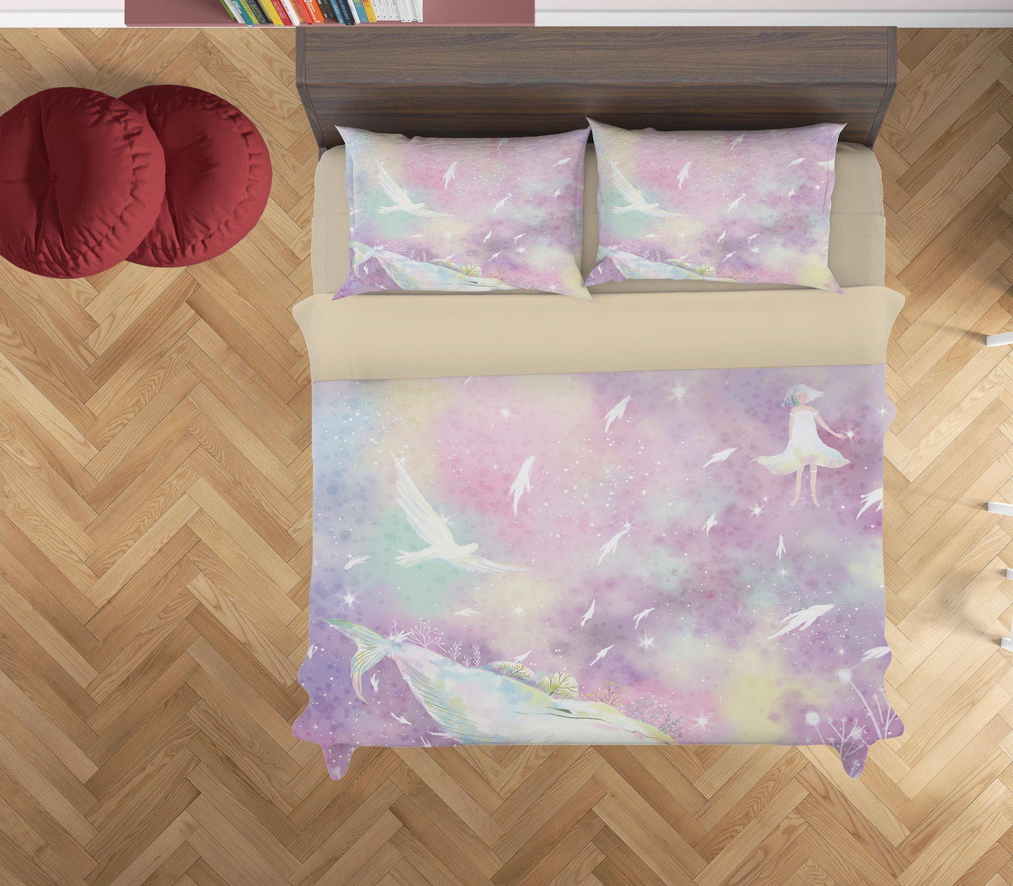 3D Cartoon Girl Purple Quilt Cover Set Bedding Set Duvet Cover Pillowcases A558 LQH