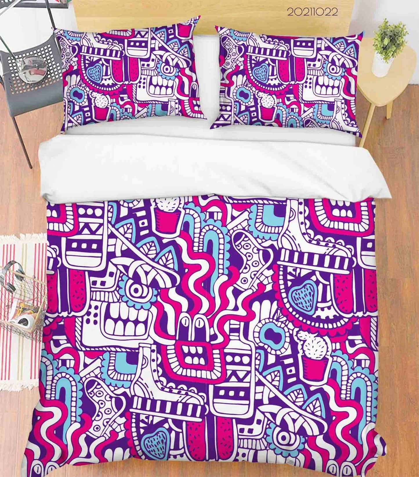 3D Abstract Monster Graffiti Quilt Cover Set Bedding Set Duvet Cover Pillowcases 17