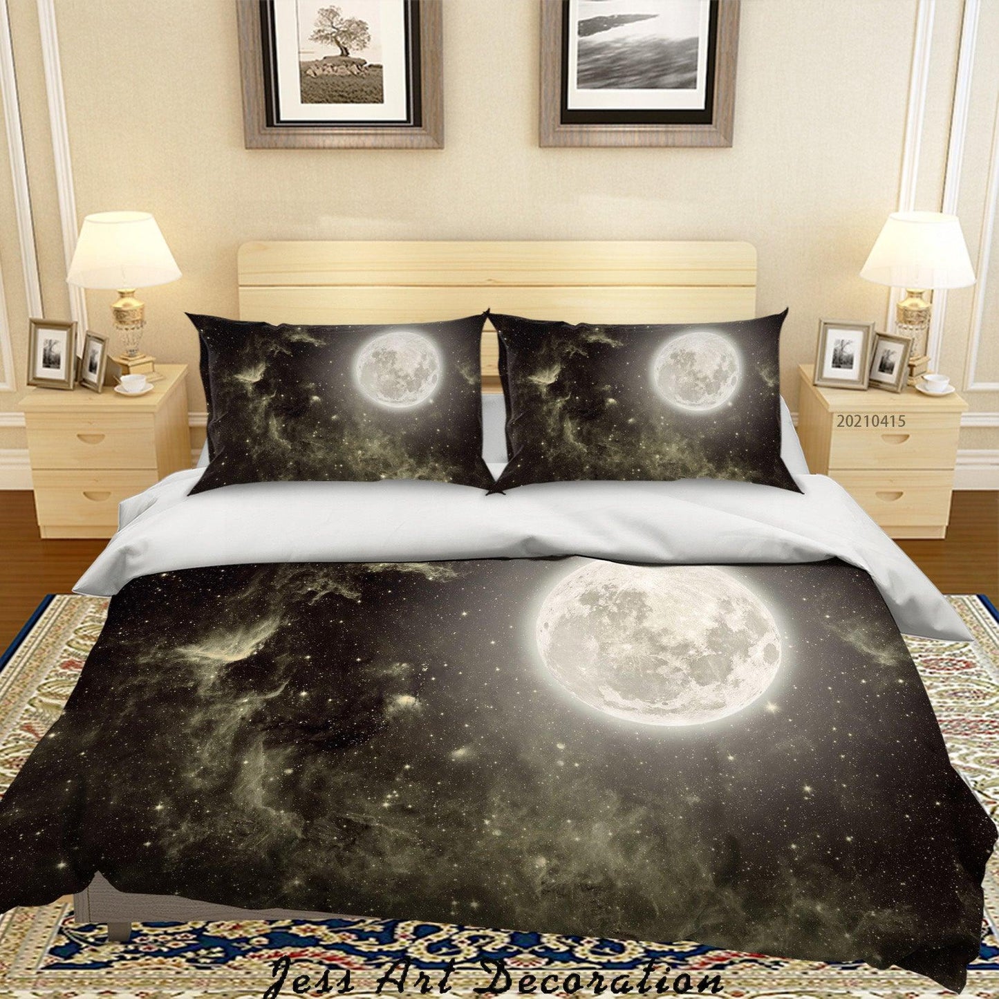 3D Abstract Space Planet Moon Quilt Cover Set Bedding Set Duvet Cover Pillowcases 75