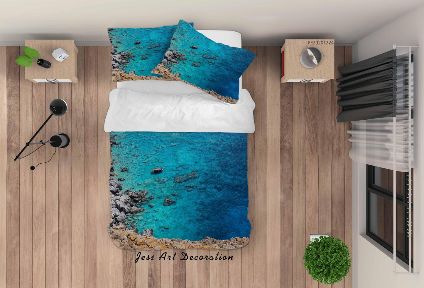 3D Blue Beach Stone Quilt Cover Set Bedding Set Duvet Cover Pillowcases 109 LQH