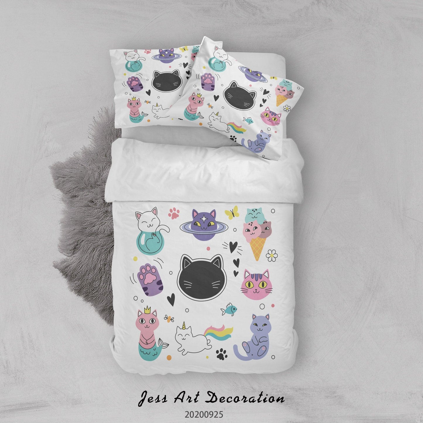 3D Cartoon Animal Cat Pattern Quilt Cover Set Bedding Set Duvet Cover Pillowcases WJ 6479