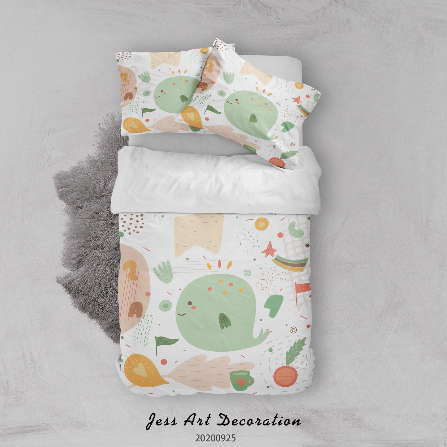 3D Cartoon Animal Whale Pattern Quilt Cover Set Bedding Set Duvet Cover Pillowcases WJ 6463