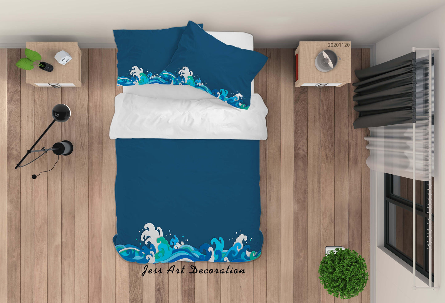 3D Abstract Blue Sea Wave Quilt Cover Set Bedding Set Duvet Cover Pillowcases LXL