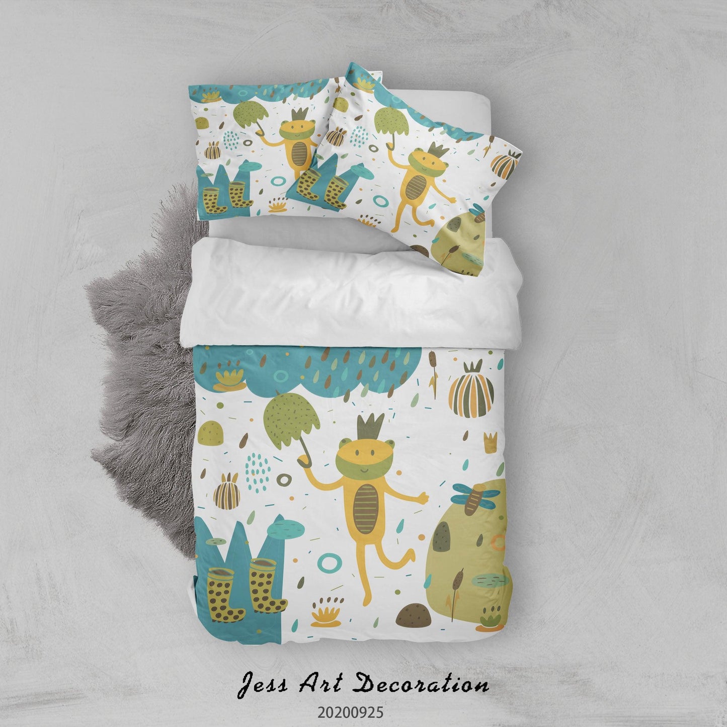 3D Cartoon Animal Bear Umbrella Pattern Quilt Cover Set Bedding Set Duvet Cover Pillowcases WJ 6465