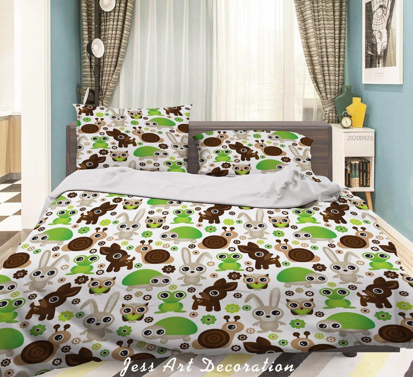 3D Cartoon Animal Deer Turtle Pattern Quilt Cover Set Bedding Set Duvet Cover Pillowcases WJ 6469