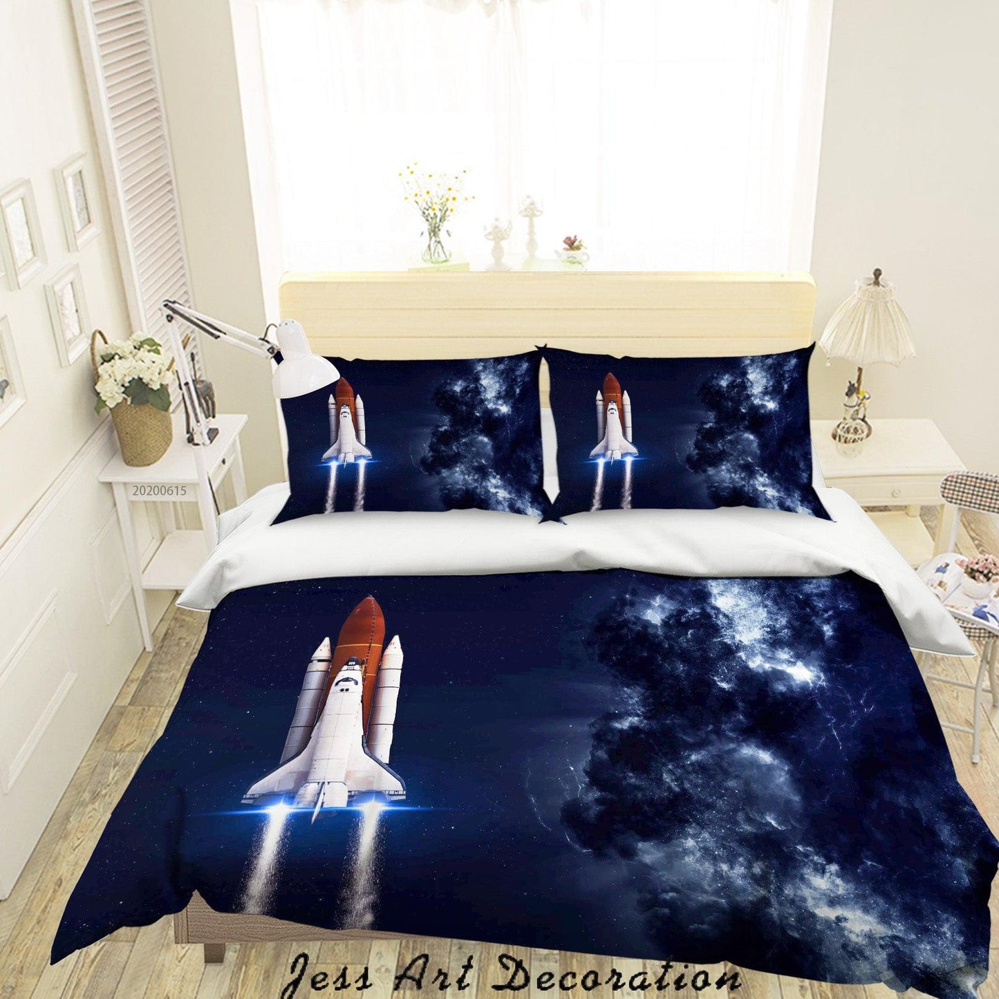 3D Blue Rocket Quilt Cover Set Bedding Set Duvet Cover Pillowcases SF79