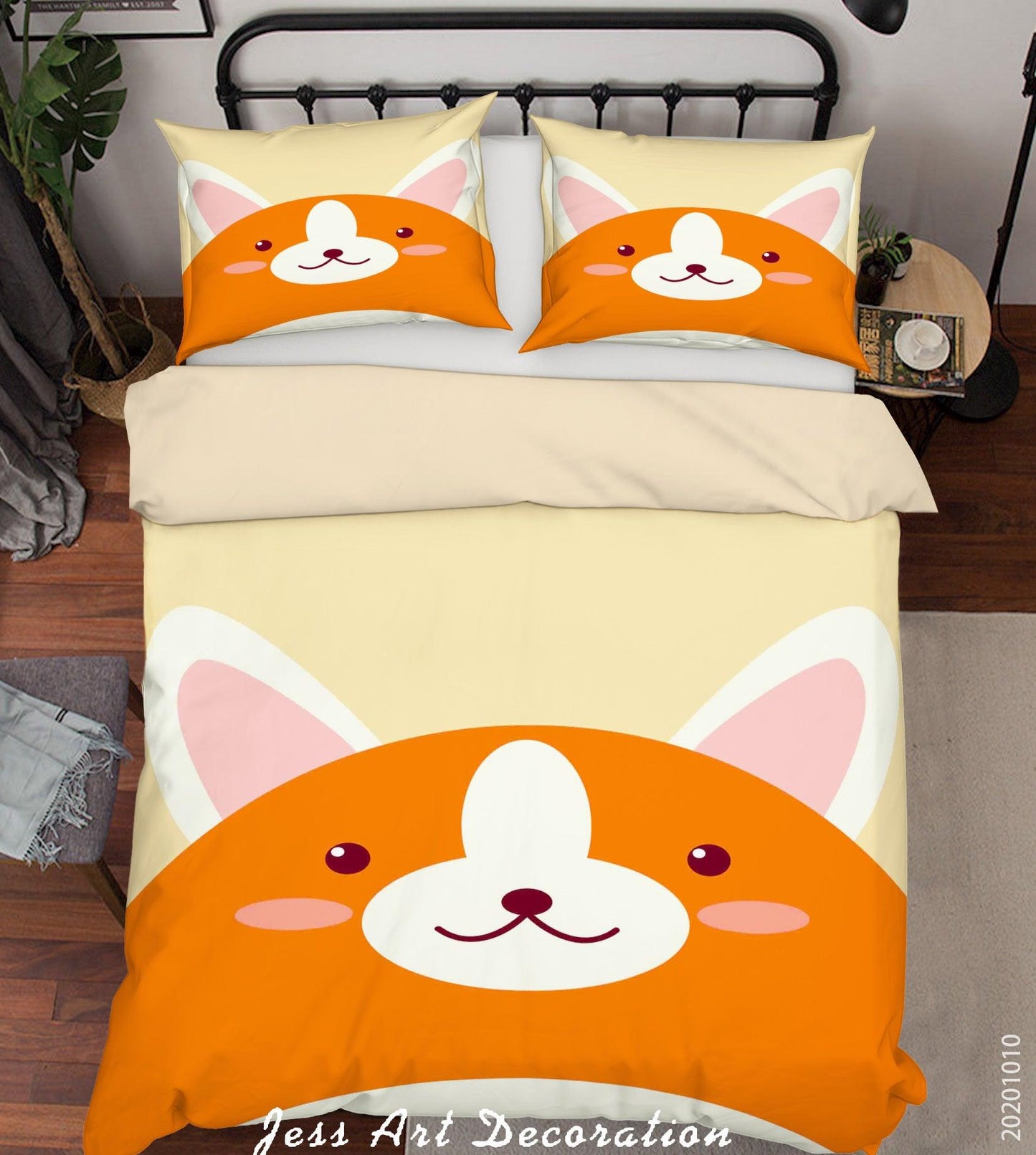 3D Cartoon Cute Animal Corgi Quilt Cover Set Bedding Set Duvet Cover Pillowcases WJ 9541