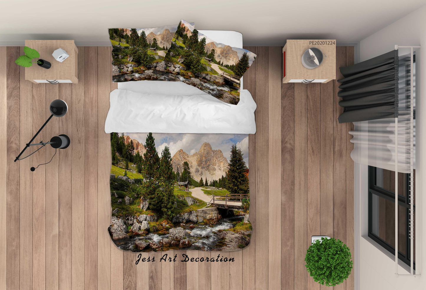 3D Bridge Green Forest River Quilt Cover Set Bedding Set Duvet Cover Pillowcases 154 LQH