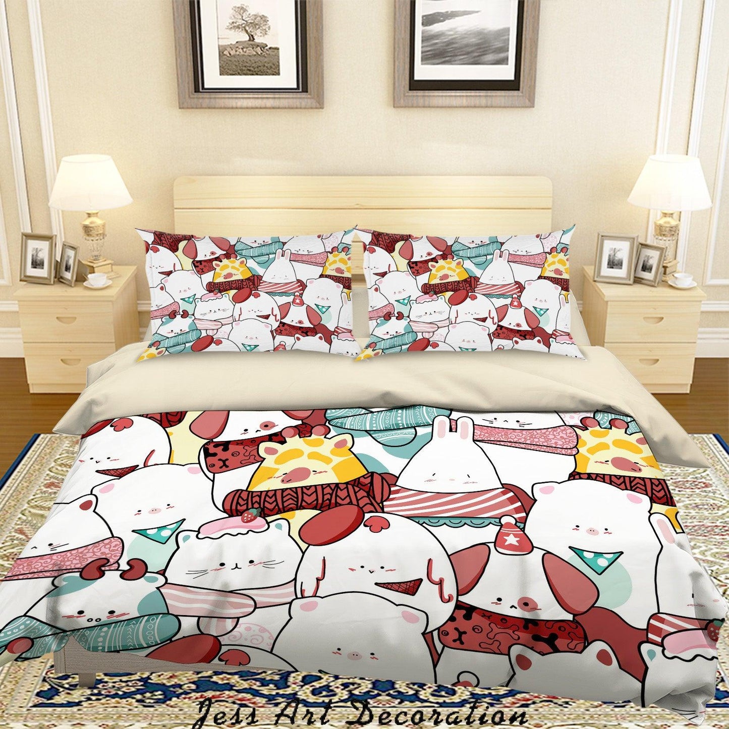 3D Cartoon Animal Cat Quilt Cover Set Bedding Set Duvet Cover Pillowcases A307 LQH
