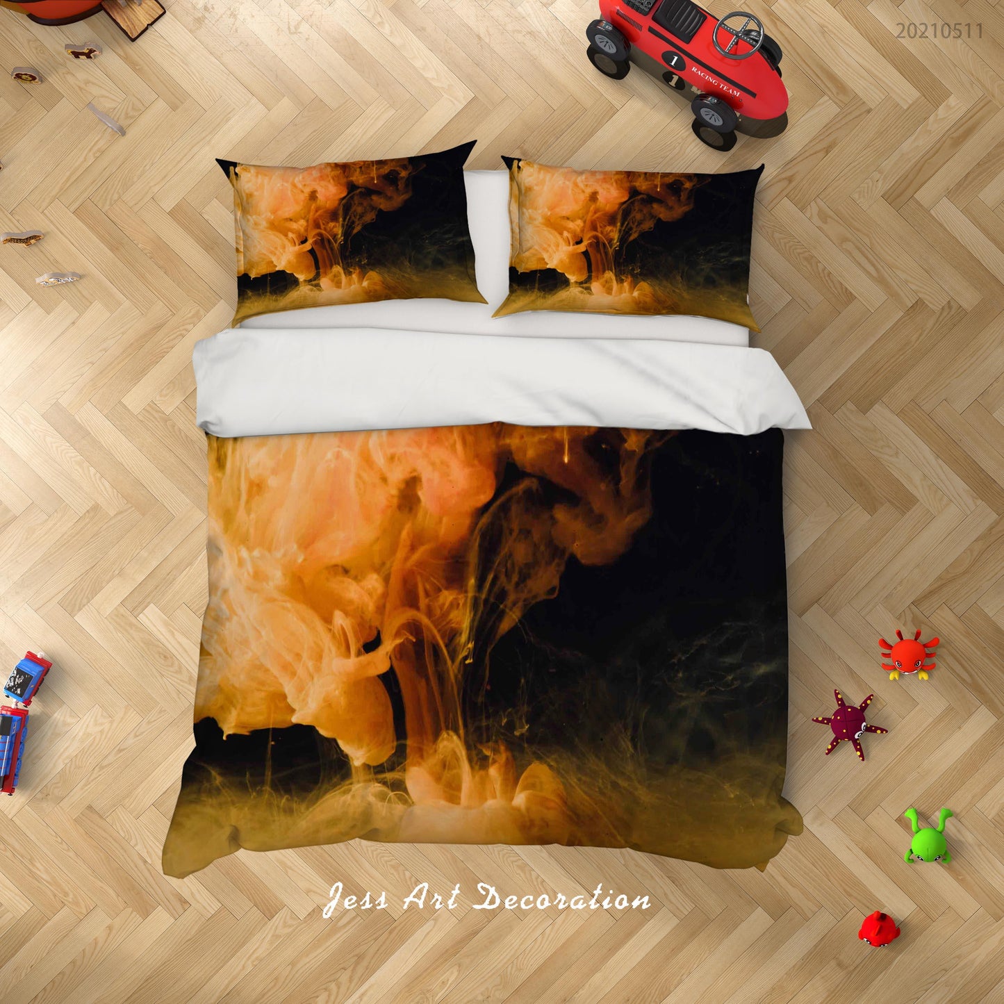 3D Abstract Orange Smoke Quilt Cover Set Bedding Set Duvet Cover Pillowcases 539