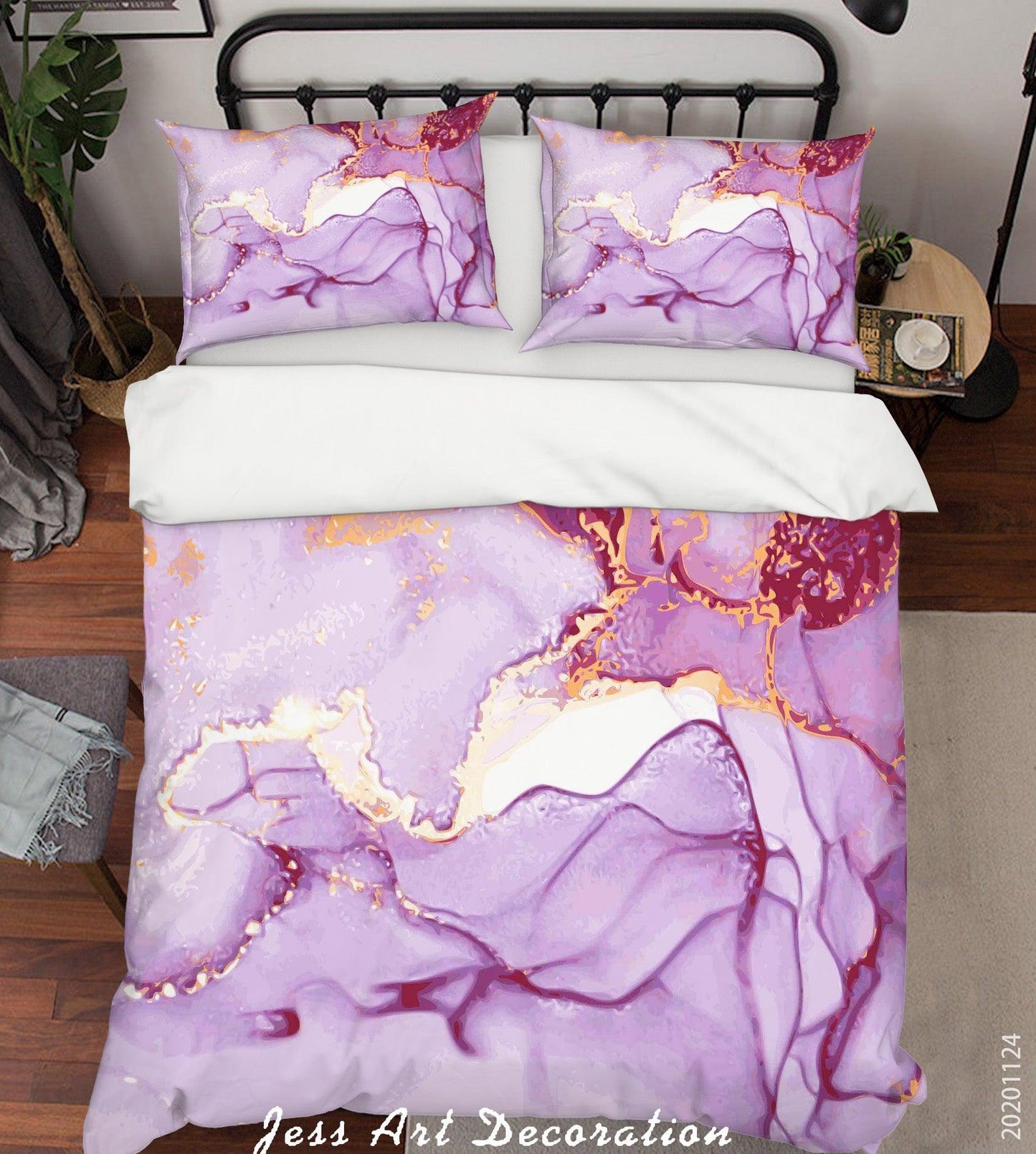 3D Abstract Purple Soft Quilt Cover Set Bedding Set Duvet Cover Pillowcases LXL