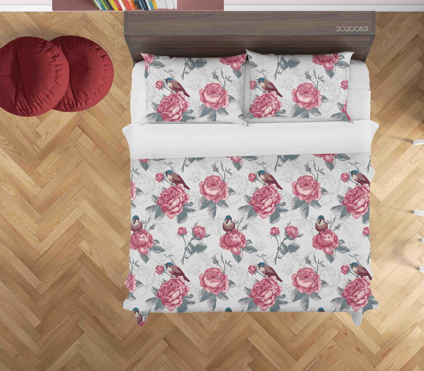 3D Botanical Floral Pattern Roses Birds Quilt Cover Set Bedding Set Duvet Cover Pillowcases WJ 3406