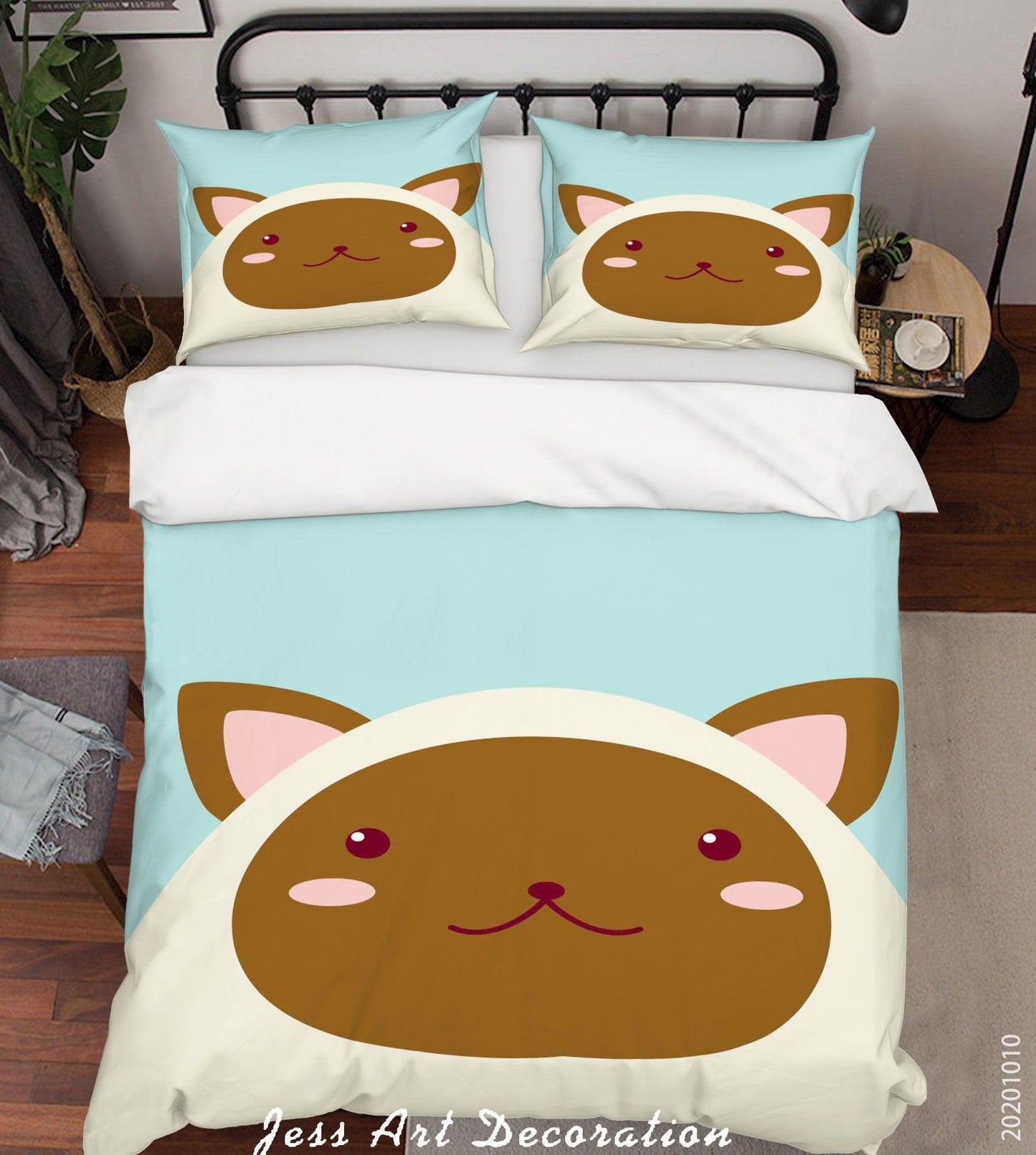 3D Cartoon Cute Animal Cat Quilt Cover Set Bedding Set Duvet Cover Pillowcases WJ 9539