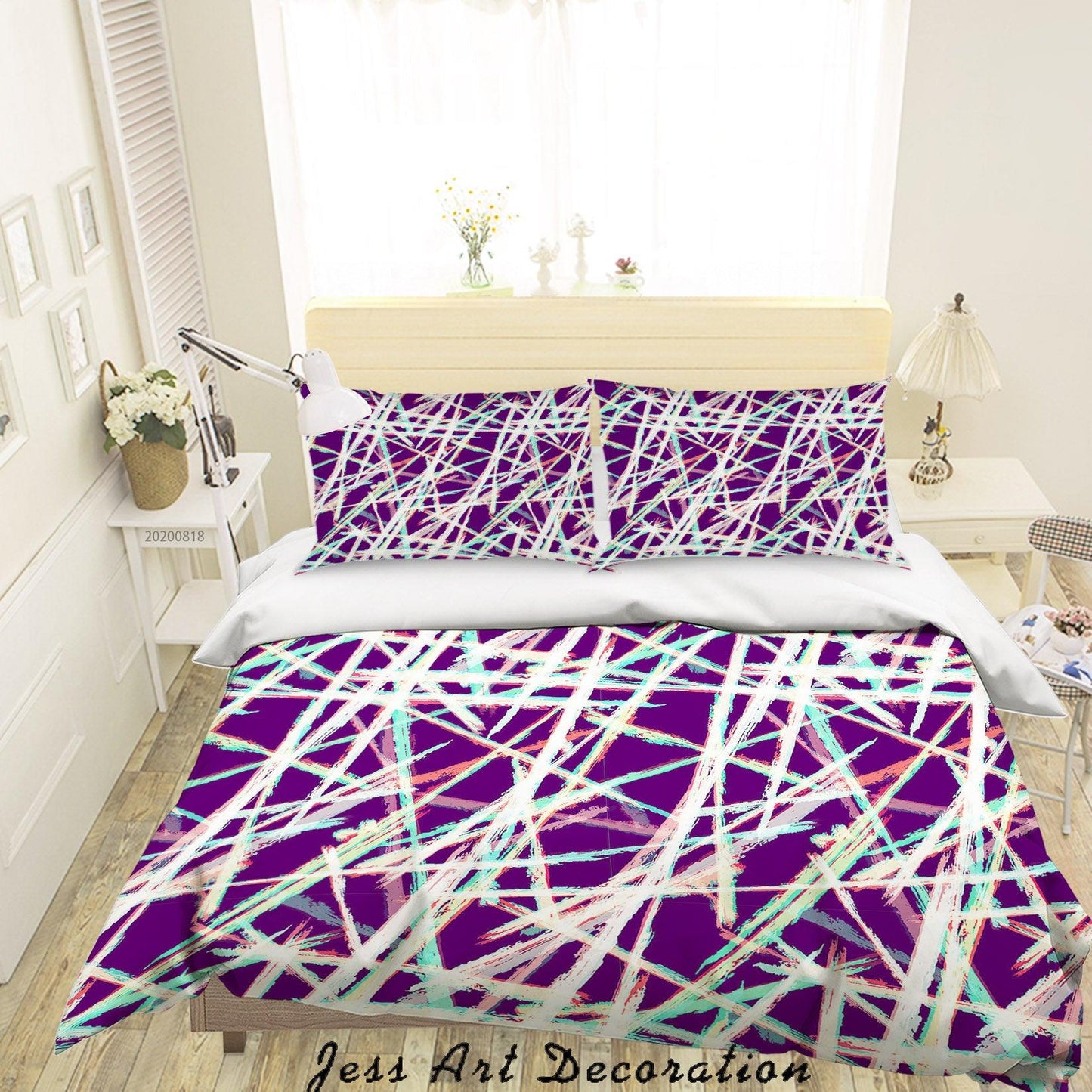 3D Abstract Purple Painting Quilt Cover Set Bedding Set Duvet Cover Pillowcases LXL