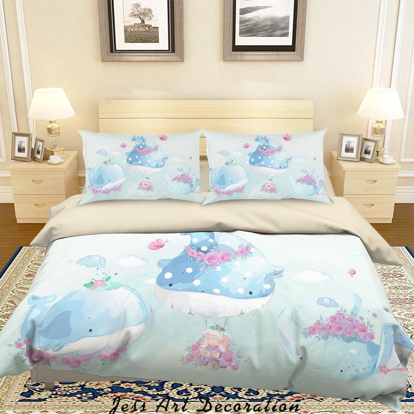3D Cartoon Dolphin Blue Quilt Cover Set Bedding Set Duvet Cover Pillowcases A357 LQH