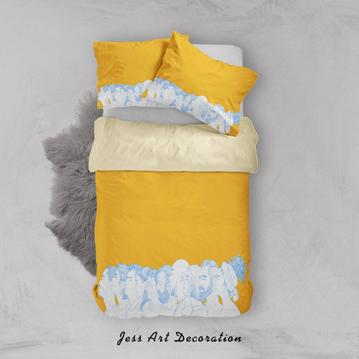 3D Cartoon Figure Yellow Quilt Cover Set Bedding Set Duvet Cover Pillowcases A013 LQH